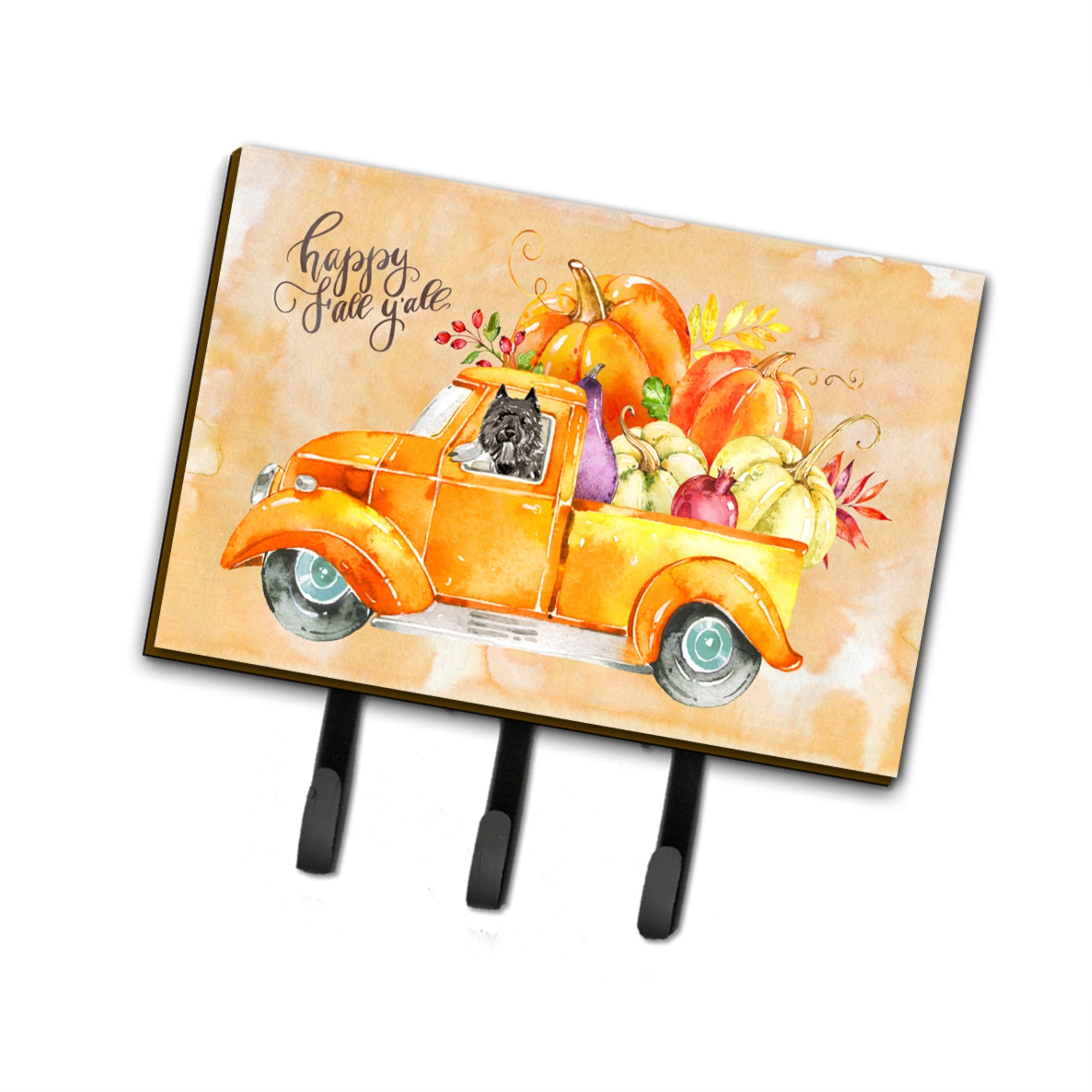 Caroline'S Treasures Fall Harvest Bouvier Des Flandres Leash Or Key Holder Hooks, Multicolor